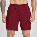 Burgundy men's quick-dry stretch athletic shorts for fitness training and basketball - Jujube Red