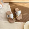 Chic silver thong sandals with gold metallic accent and thick soles for summer beach wear - Size 23: 15.0cm / Silver