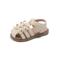 Süße beige Mädchensandalen mit dekorativen Schleifen und weichen Sohlen für Kleinkinder - Beige