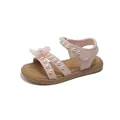 Rosa Mädchen-Prinzessin-Sandalen mit Perlen und Netzblumen, offene Sommerschuhe. - Größe 26-30 (5er Pack) / 5 Paare / Rosa