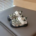 Breathable mesh toddler sandals with soft anti-slip sole in green and beige color - 16 / Green