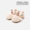 Elegante cremefarbene Mesh-Sandalen für Mädchen mit Spitzenschleife und Blumendetails, 7M-3J - Beige
