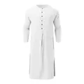 Vista de detalle de una túnica retro blanca de manga larga con botones y bolsillos útiles - S / Tops / Blanco