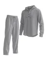 Minimalistisches graues Leinen-Set für Herren mit Kapuzen-Oberteil und passender Hose - S / Oberteil Und Unterteil / Grau