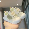 Breathable mesh baby walking shoes with anti-slip soft sole for 0-2 year olds in beige - Size 16 (Inner Length 12CM) / Beige