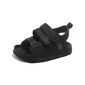 Sandali classici neri per bambini con doppio velcro e design a punta aperta - Nero