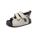 Eleganti sandali estivi per bambini beige e neri con cinturini in velcro - Beige