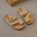 Vintage beige teensandalen voor meisjes met metalen gesp en een zachte dikke comfortzool - Maat 21 (Binnenlengte 13CM) / Broken Wit