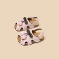 Sweet pink girls tulip closed-toe sandals with non-slip soft soles for summer beach wear - 28 (Insole Length 18cm) / Pink