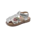 Sparkling silver toddler sandals featuring a strawberry patch and soft non-slip rubber sole - 5 Pairs/Pack (Sizes 21-25) / Silver