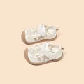 Breathable mesh closed-toe toddler sandals in cream and brown with soft anti-slip soles - 26-31 (Pack of 6) / Off White