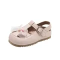 Pink toddler sandals with decorative bow and pearl accent, girls closed-toe beach shoes - Pink / Sizes 22-25 (Pack of 4 Pairs)