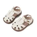 Adorable white toddler girls' sandals featuring cute 3D rabbit ears and soft brown soles - 15 / White