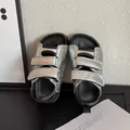 Stylische silberne Kindersandalen mit doppeltem Klettverschluss für den Sommer - 26 / Silberne Koreanischer Stil Freizeit Sandalen (TLTX6) / Silber