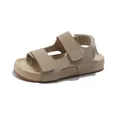 Comfortable beige children's beach sandals with Velcro straps and fashion embossed detail - Size 26 (Inner Length 16.7cm) / Open Toe Double Velcro Beach Sandals (615) / Beige