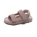 Pink polka dot kids' sandals with adjustable hook-and-loop straps for summer. - Size 26 (Inner Length 16.7cm) / Polka Dot Open Toe Double Velcro Beach Sandals (615) / Pink