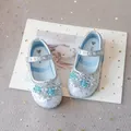 Ballerine da principessa glitter argento per bambine con dettagli di fiori in strass blu - 23 / blu argento