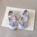 Scarpe da principessa in cristallo per bambine con fiori viola e strass - 23 / Viola