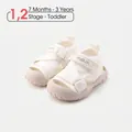 Comfortable white closed-toe toddler mesh sandals with soft anti-collision soles for ages 7m-3y - Size 16 (Inner Length 12.5cm) / White