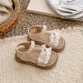 Rosa Prinzessinnen-Sandalen für Mädchen mit Perlenriemen und Spitzenbogen - Größe 22-26 / Packung mit 5 Paaren / Rosa