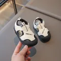 Modern white baby sandals featuring a protective closed toe design for toddler walking - 16 / White