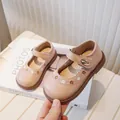 Pink Mary Jane shoes for baby girls with embroidered flower detail and soft soles - 21 / Pink