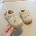 Comfortable breathable beige toddler walking sandals with closed-toe design for boys and girls - Khaki