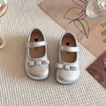 Élégantes chaussures Mary Jane argentées pour filles avec nœud et semelle souple - Argent