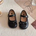 Chaussures Mary Jane noires classiques pour filles avec nœud et semelle souple antidérapante - Noir