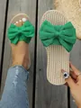 Pantofole casual con fiocco verde e suola in lino intrecciato per l'estate - Verde