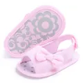 Soft pink baby girl sandals with decorative bow and non-slip sole for 0-12 months - Pink