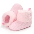 Stivaletti in maglia rosa per neonata con morbida fodera in fllce per l'inverno - Rosa