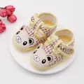 Yellow checkered baby soft sole walker shoes with cute animal face print for 0-1 year old - Coffee (Animal Head Design)