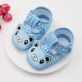 Blue baby toddler shoes with soft sole and cute bear face design for infants 0-1Y - Blue (Bear Head Design)