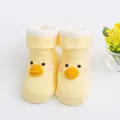 Adorable yellow duckling themed baby socks in soft combed cotton for newborn infants - Yellow-Duck