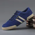 Klassische marineblaue Herren-Canvas-Sneaker mit flacher, atmungsaktiver Gummisohle - 39 / Dunkelblau