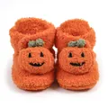Comodi stivaletti in peluche arancione per neonati con simpatico design a zucca di Halloween - 12cm / Stile Zucca (M2043) / Arancione