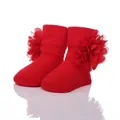 Detailansicht der roten Baumwollsocken für neugeborene Mädchen mit Chiffon-Blume - Rot / 0-December