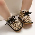 Leopard print baby walker boots with warm fleece lining and non-slip rubber soles - Leopard Print