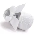 Elegant white lace embroidered baby girl princess walking shoes with large ribbon bow - 11cm / Single Pair / White