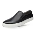 Schwarzer Herren-Leder-Slipper mit weißer Gummisohle und strukturierter Oberfläche - 38 / Schwarz