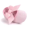 Elegant pink embroidered baby princess shoes with a large bow for infant soft sole walking - 12cm / Single Pair / Pink