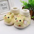 Soft yellow baby winter walker shoes featuring cute 3D plush cartoon rabbit design - Ribbed Cuff Carrot Rabbit-Yellow
