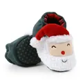 Detailansicht des niedlichen Weihnachtsmann-Designs auf plüschigen Baby-Weihnachtsschuhen - 13cm/76g / Weihnachtsgrüner Weihnachtsmann