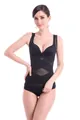 Seamless ultra-thin slimming bodysuit with U-neck and tummy control in black for women - M / Tops / Black