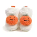Weiße flauschige Babyschuhe mit Plüschkürbis-Dekor für Halloween, warme Winterschuhe - 13cm / Weiß Kürbis