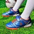 Kinder-Fußballschuhe in Blau mit orangen Akzenten und Klettverschluss für Training - Blau