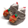 Warme graue flauschige Weihnachts-Rentier-Babystiefel mit weichem weißem Plüschfutter - 13cm/76g / Weihnachtsgrau
