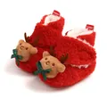 Rote Weihnachts-Rentier-Babyschuhe aus Fleece mit weicher Sohle - 13cm / Weihnachten Rot