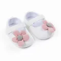 Chaussures de princesse en tricot blanc pour bébé fille avec une fleur rose déco - Blanc Floral